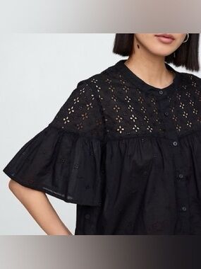 GAP Factory Voile Eyelet Top in Black | XL |  NWT